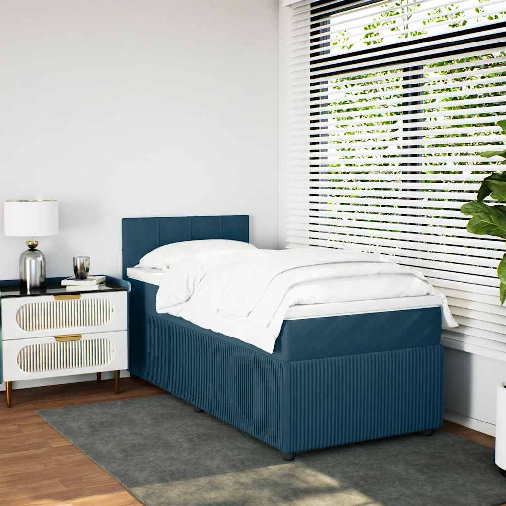 Giroletto a Molle con Materasso Blu 100x200 cm in Velluto | homemem39