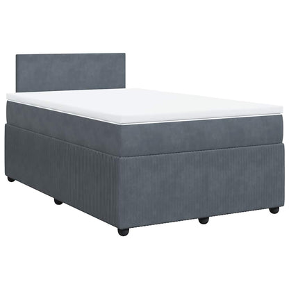 Giroletto a Molle con Materasso Grigio Scuro 120x200 cm Velluto