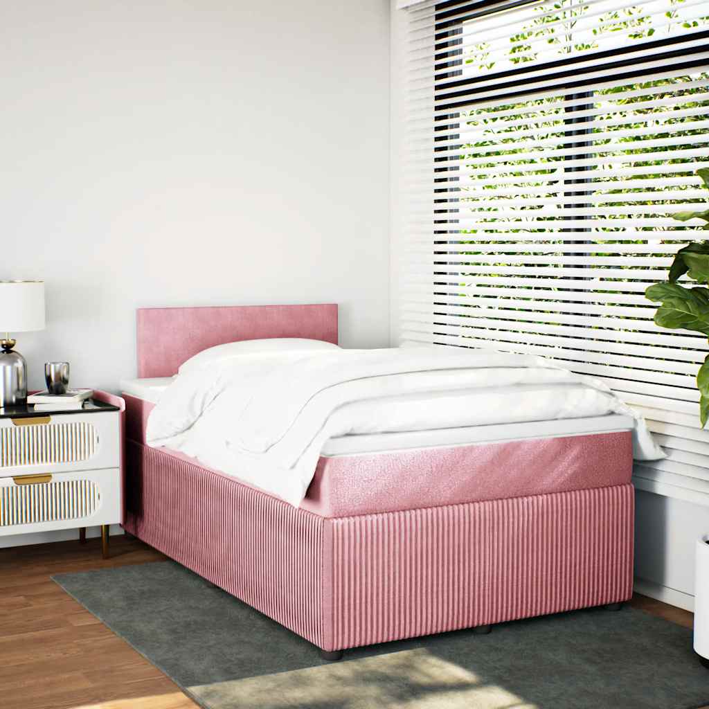 Giroletto a Molle con Materasso Rosa 120x200 cm in Velluto | homemem39