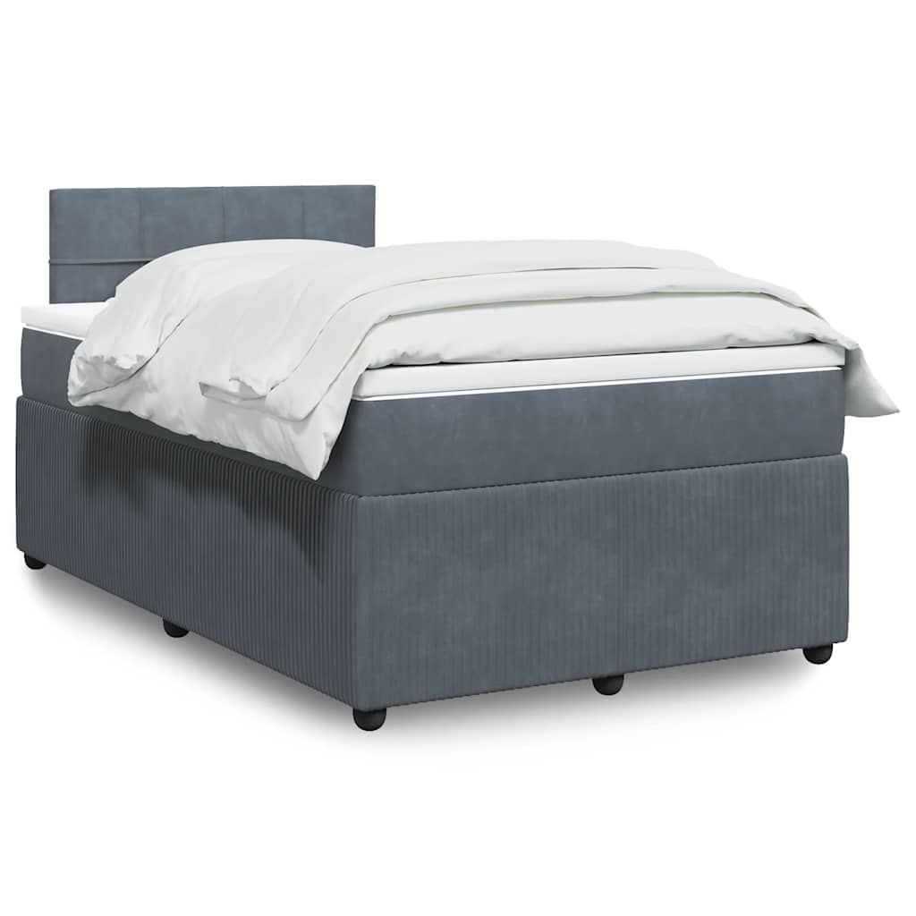 Giroletto a Molle con Materasso Grigio Scuro 120x200 cm Velluto | homemem39