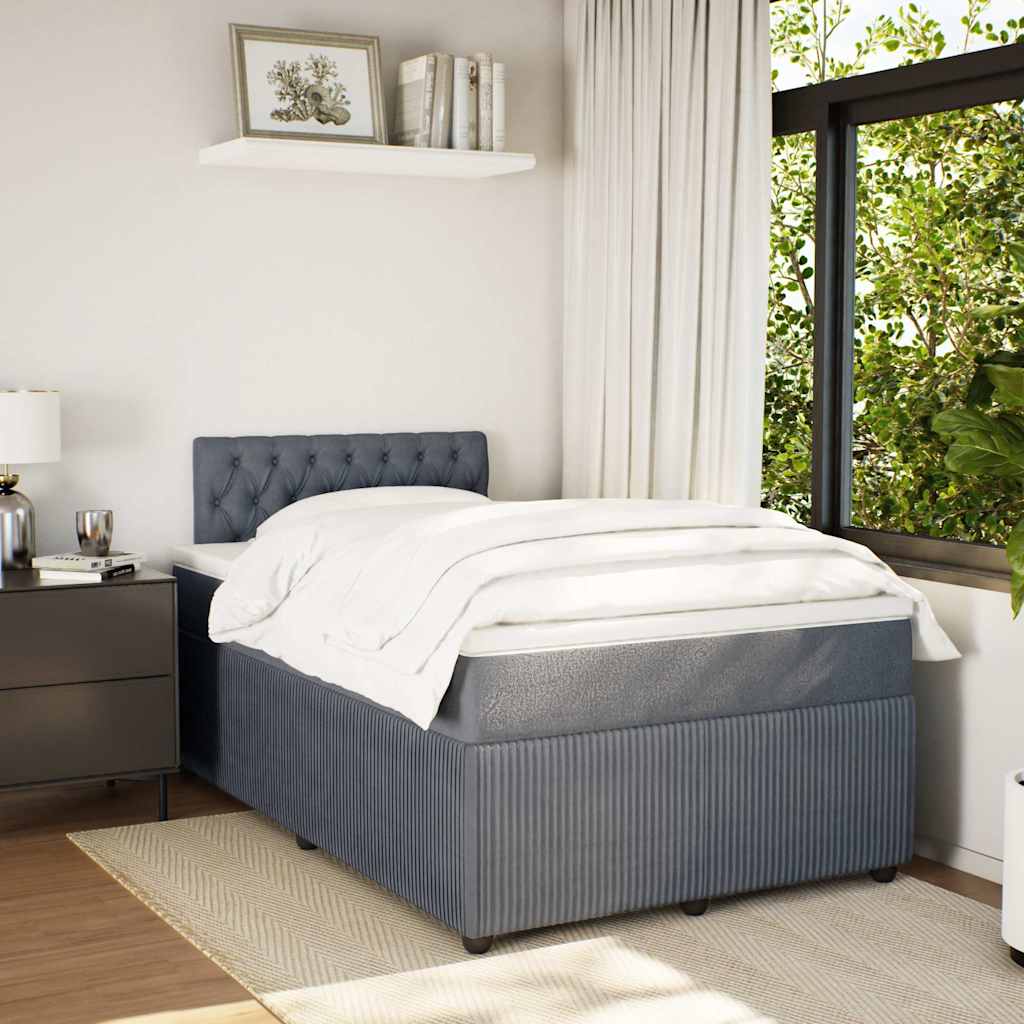 Giroletto a Molle con Materasso Grigio Scuro 120x200 cm Velluto | homemem39