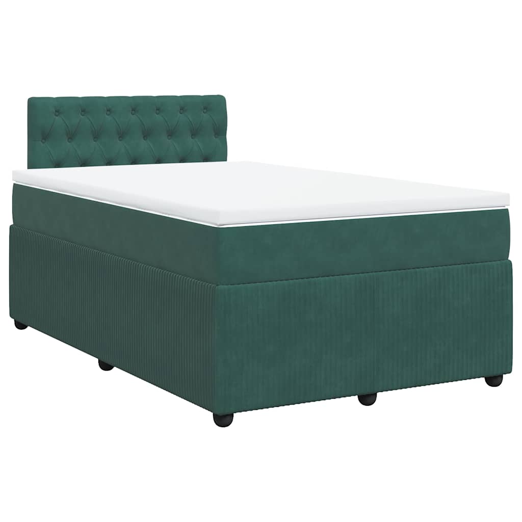 Giroletto a Molle con Materasso Verde Scuro 120x200 cm Velluto