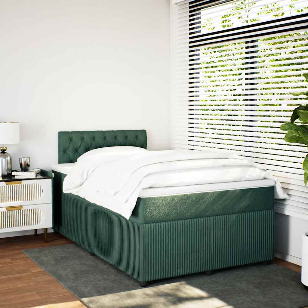 Giroletto a Molle con Materasso Verde Scuro 120x200 cm Velluto