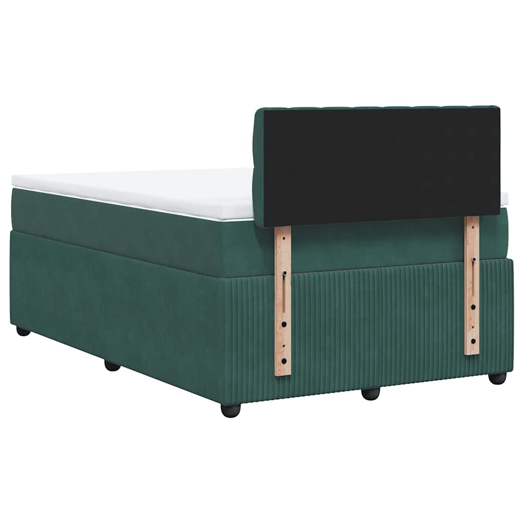 Giroletto a Molle con Materasso Verde Scuro 120x200 cm Velluto