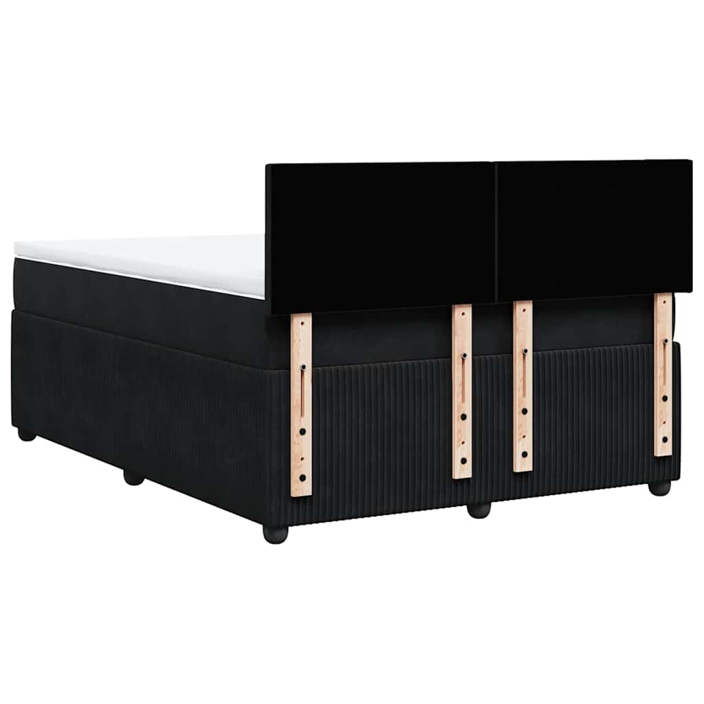 Giroletto a Molle con Materasso Nero 140x190 cm in Velluto | homemem39