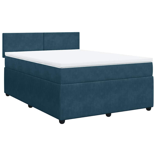 Giroletto a Molle con Materasso Blu 140x190 cm in Velluto | homemem39