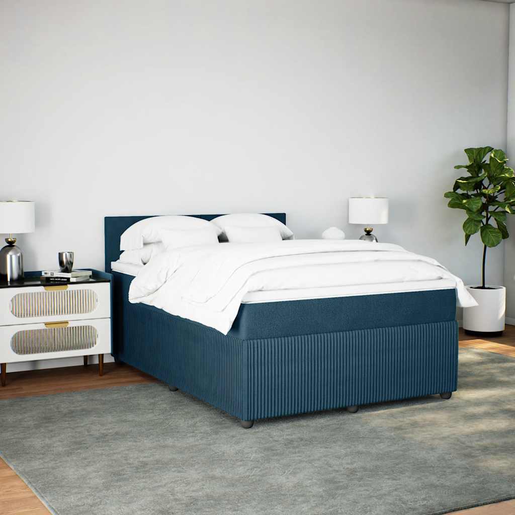 Giroletto a Molle con Materasso Blu 140x190 cm in Velluto | homemem39