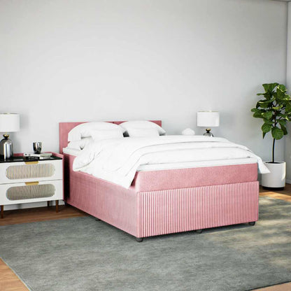 Giroletto a Molle con Materasso Rosa 140x190 cm in Velluto