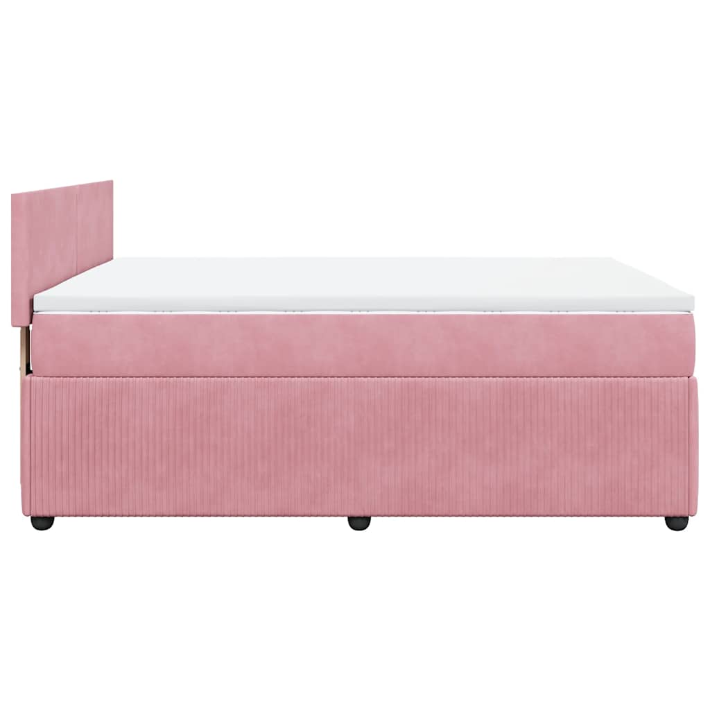Giroletto a Molle con Materasso Rosa 140x190 cm in Velluto