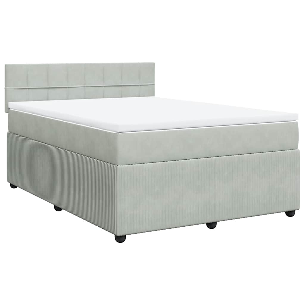 Giroletto a Molle con Materasso Grigio Chiaro 140x190cm Velluto