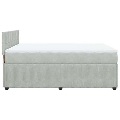 Giroletto a Molle con Materasso Grigio Chiaro 140x190cm Velluto
