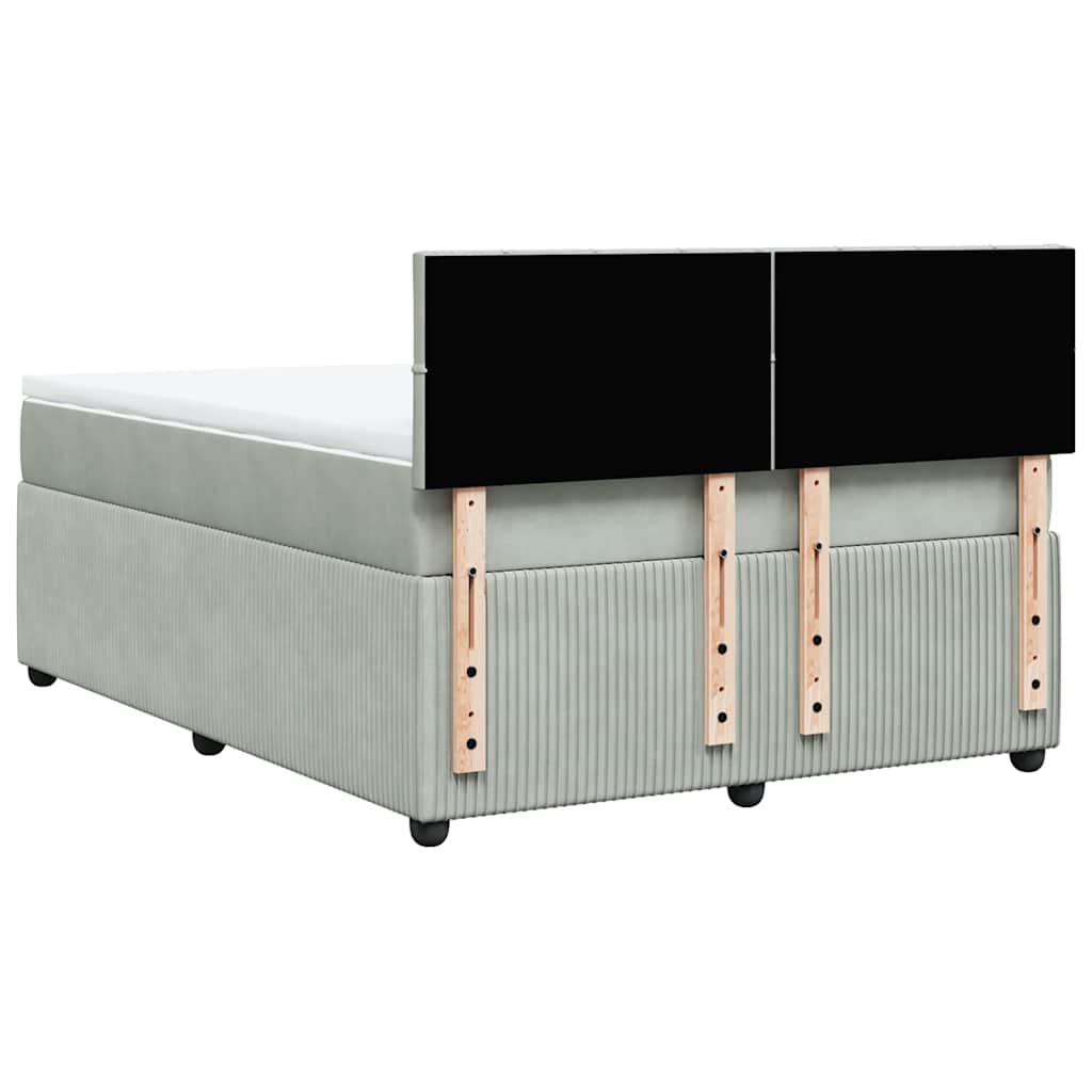 Giroletto a Molle con Materasso Grigio Chiaro 140x190cm Velluto