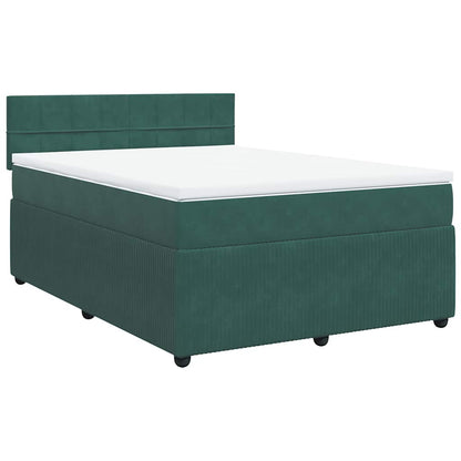 Giroletto a Molle con Materasso Verde Scuro 140x190 cm Velluto