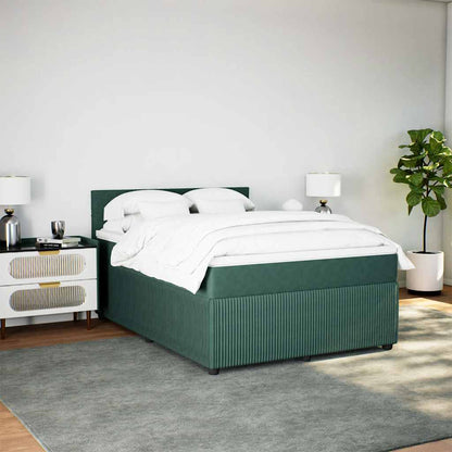 Giroletto a Molle con Materasso Verde Scuro 140x190 cm Velluto