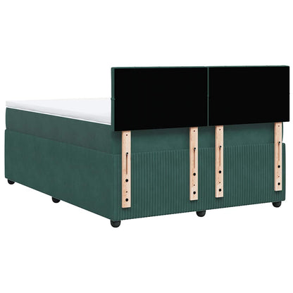 Giroletto a Molle con Materasso Verde Scuro 140x190 cm Velluto