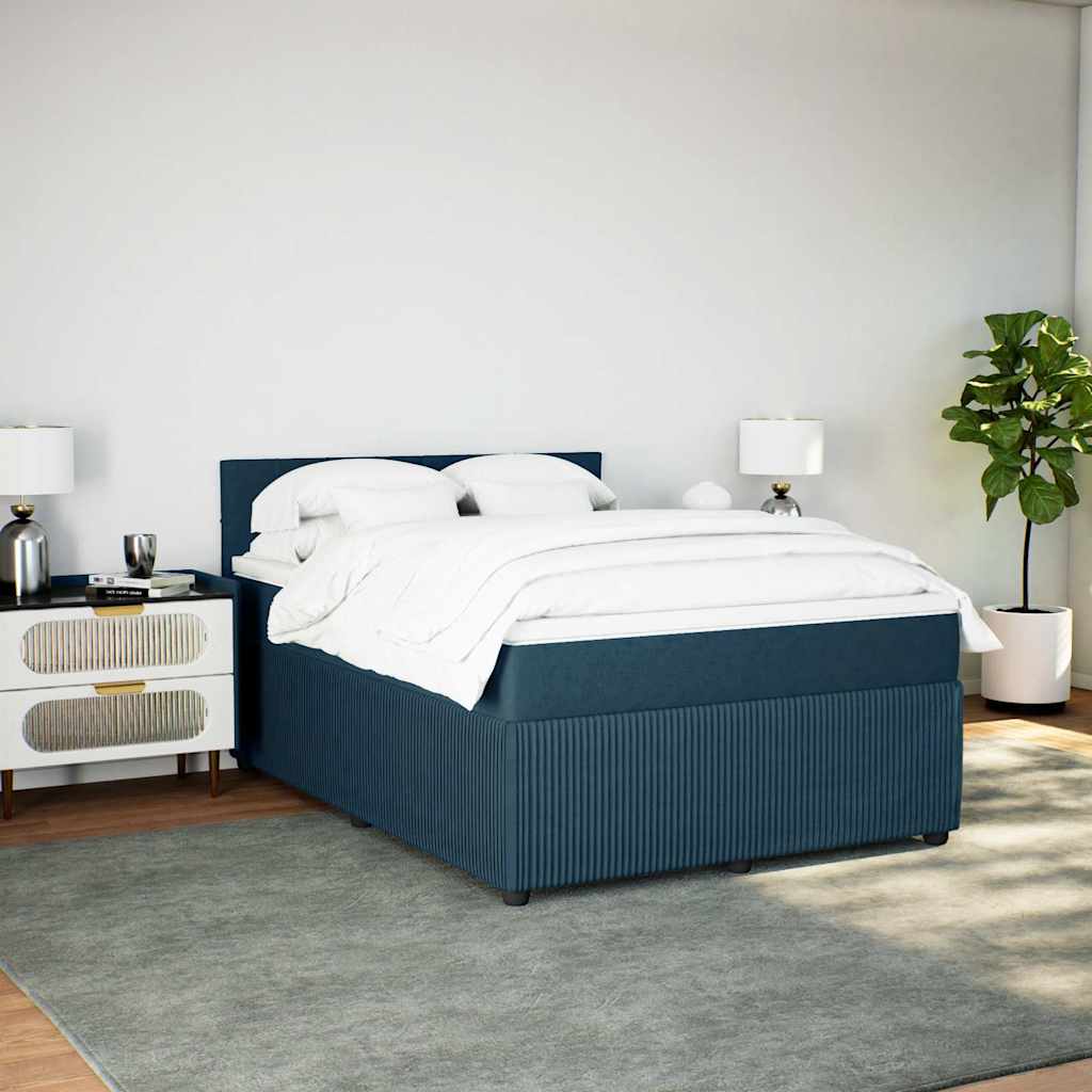 Giroletto a Molle con Materasso Blu 140x190 cm in Velluto | homemem39