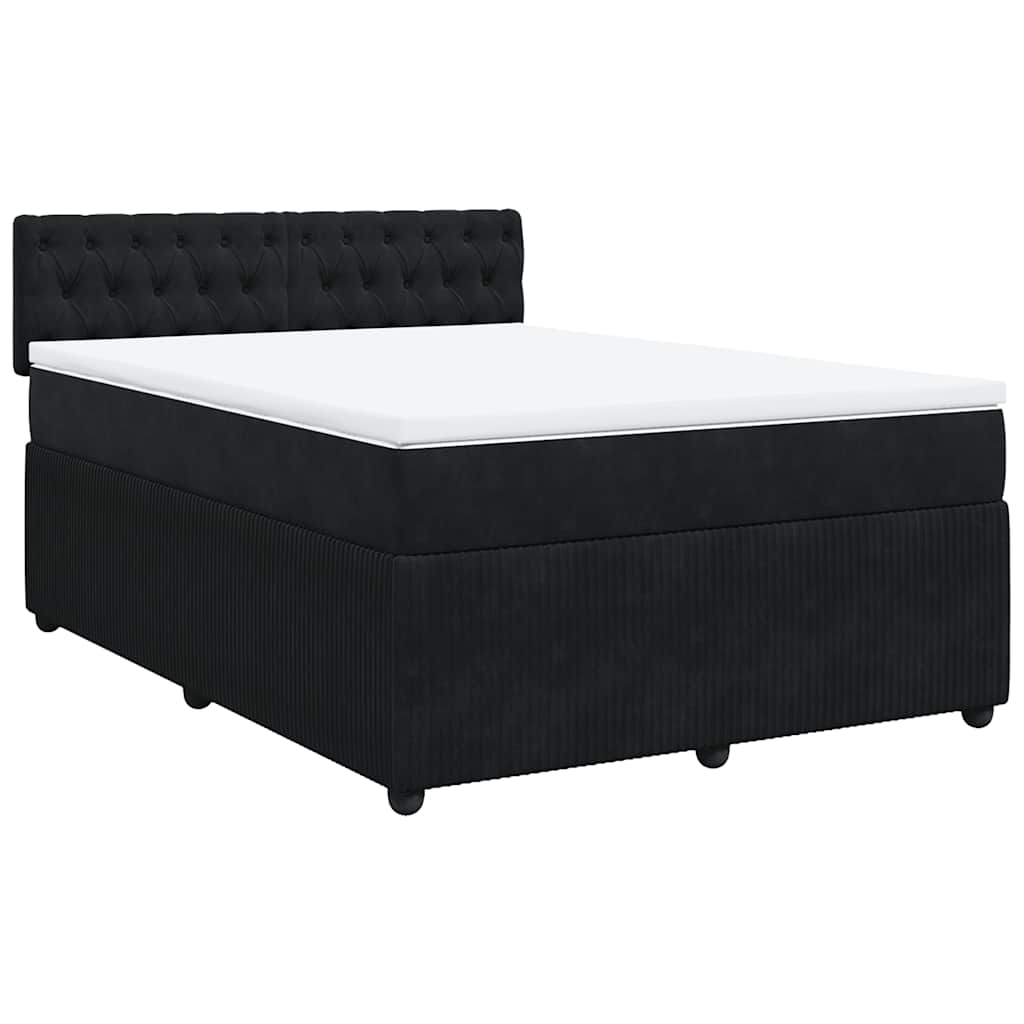 Giroletto a Molle con Materasso Nero 140x190 cm in Velluto | homemem39
