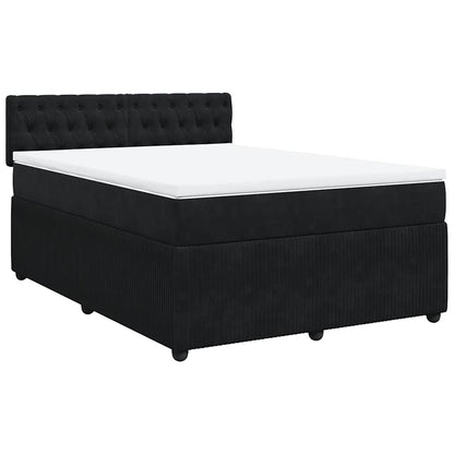 Giroletto a Molle con Materasso Nero 140x190 cm in Velluto | homemem39