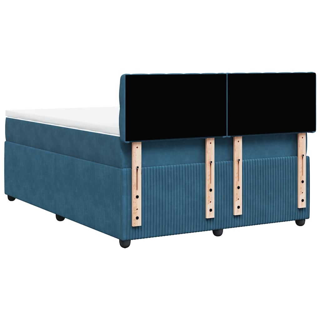 Giroletto a Molle con Materasso Blu 140x190 cm in Velluto