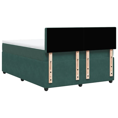 Giroletto a Molle con Materasso Verde Scuro 140x190 cm Velluto