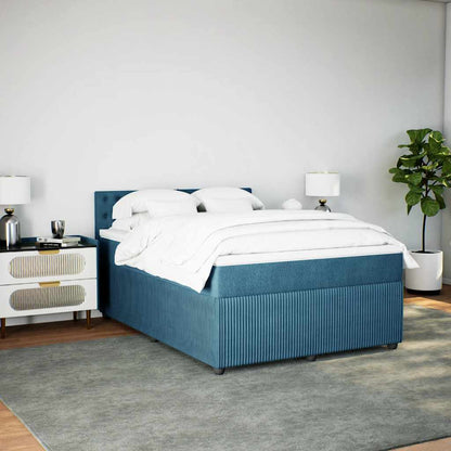 Giroletto a Molle con Materasso Blu 140x190 cm in Velluto
