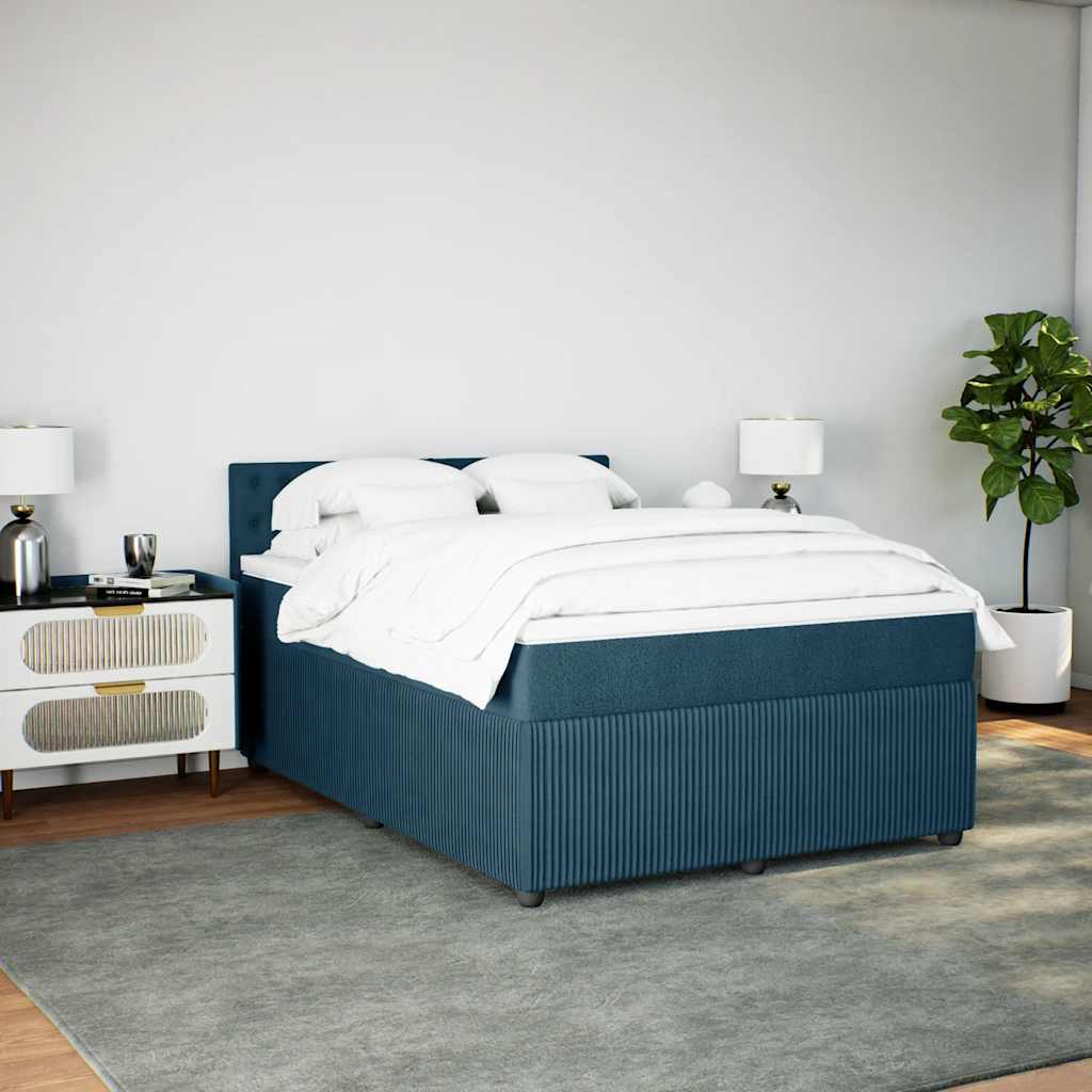 Giroletto a Molle con Materasso Blu 140x190 cm in Velluto | homemem39