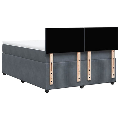 Giroletto a Molle con Materasso Grigio Scuro 140x200 cm Velluto