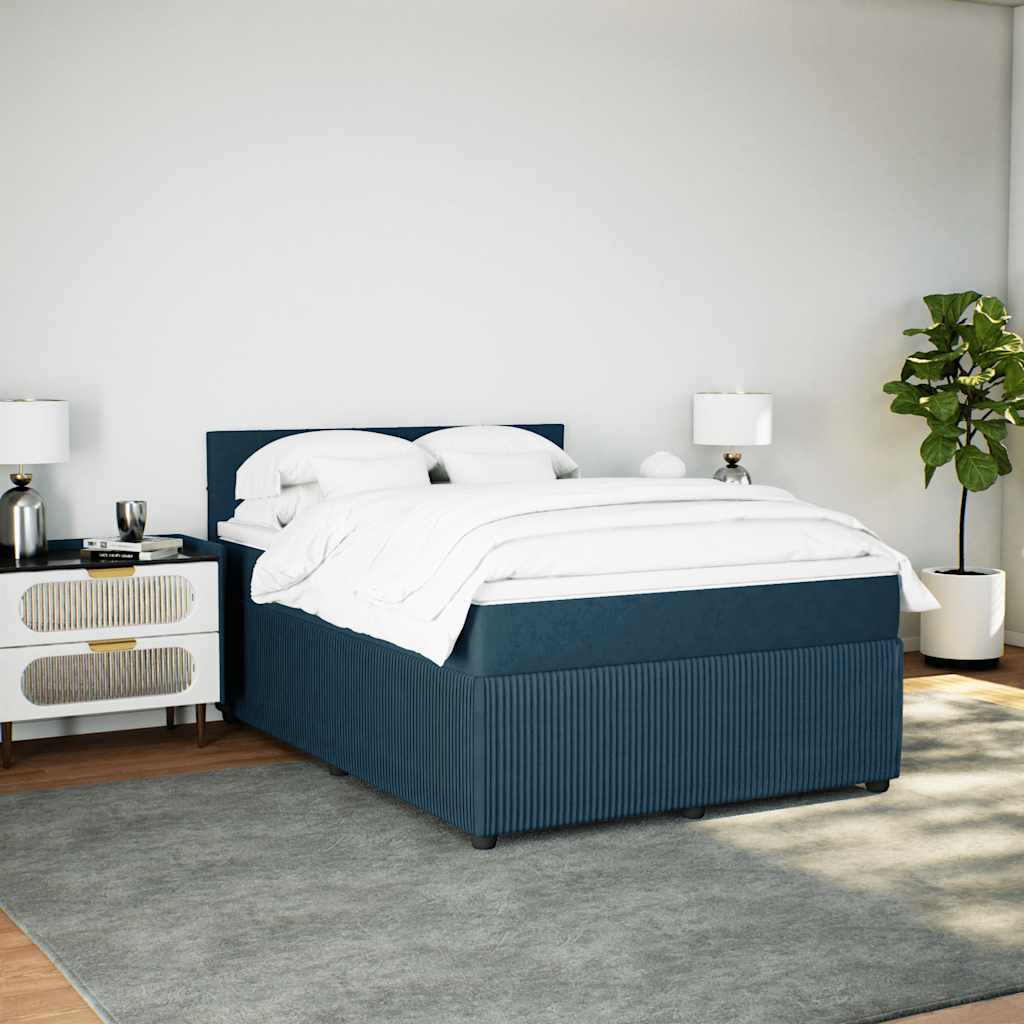 Giroletto a Molle con Materasso Blu 140x200 cm in Velluto | homemem39
