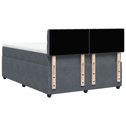 Giroletto a Molle con Materasso Grigio Scuro 140x200 cm Velluto