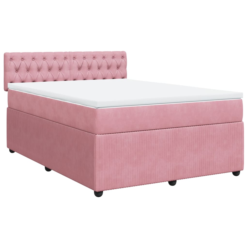 Giroletto a Molle con Materasso Rosa 140x200 cm in Velluto | homemem39