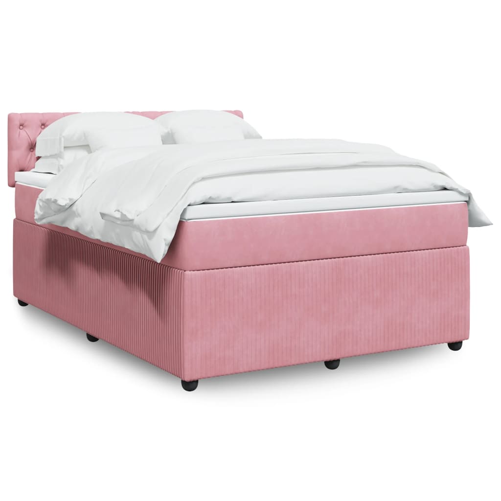 Giroletto a Molle con Materasso Rosa 140x200 cm in Velluto | homemem39