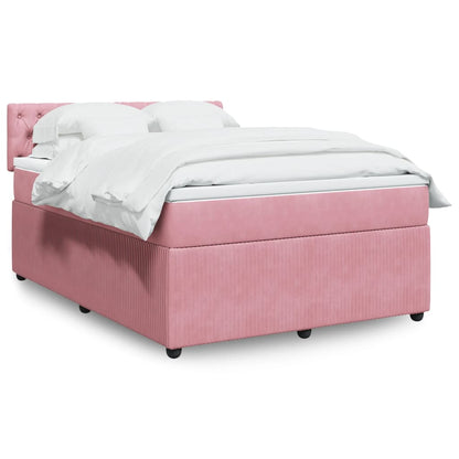 Giroletto a Molle con Materasso Rosa 140x200 cm in Velluto | homemem39