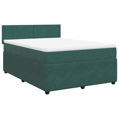 Giroletto a Molle con Materasso Verde Scuro 160x200 cm Velluto