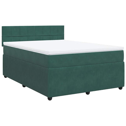 Giroletto a Molle con Materasso Verde Scuro 160x200 cm Velluto