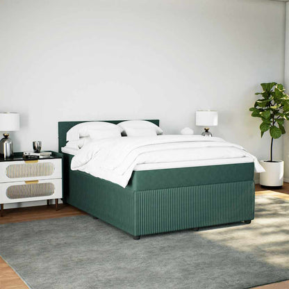 Giroletto a Molle con Materasso Verde Scuro 160x200 cm Velluto