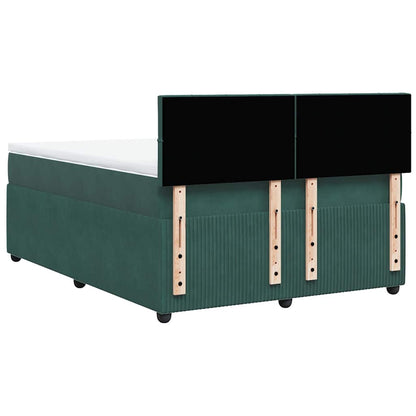 Giroletto a Molle con Materasso Verde Scuro 160x200 cm Velluto