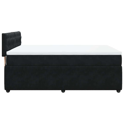 Giroletto a Molle con Materasso Nero 160x200 cm in Velluto