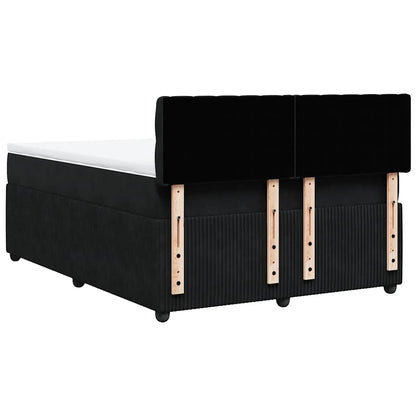 Giroletto a Molle con Materasso Nero 160x200 cm in Velluto
