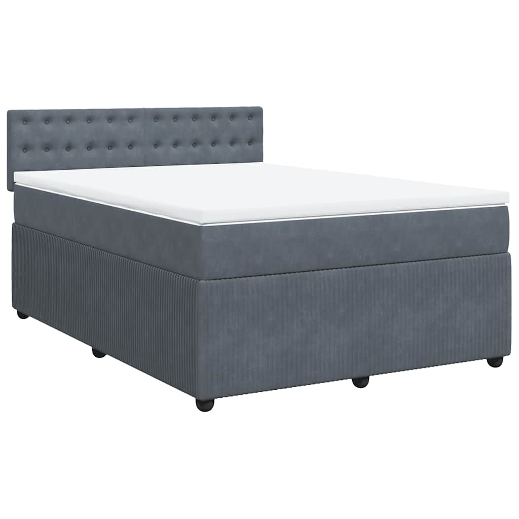 Giroletto a Molle con Materasso Grigio Scuro 160x200 cm Velluto | homemem39