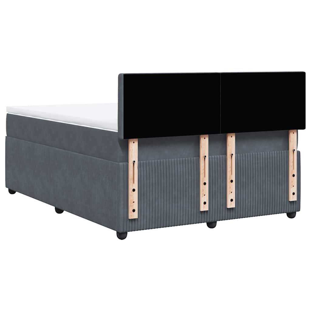 Giroletto a Molle con Materasso Grigio Scuro 160x200 cm Velluto | homemem39