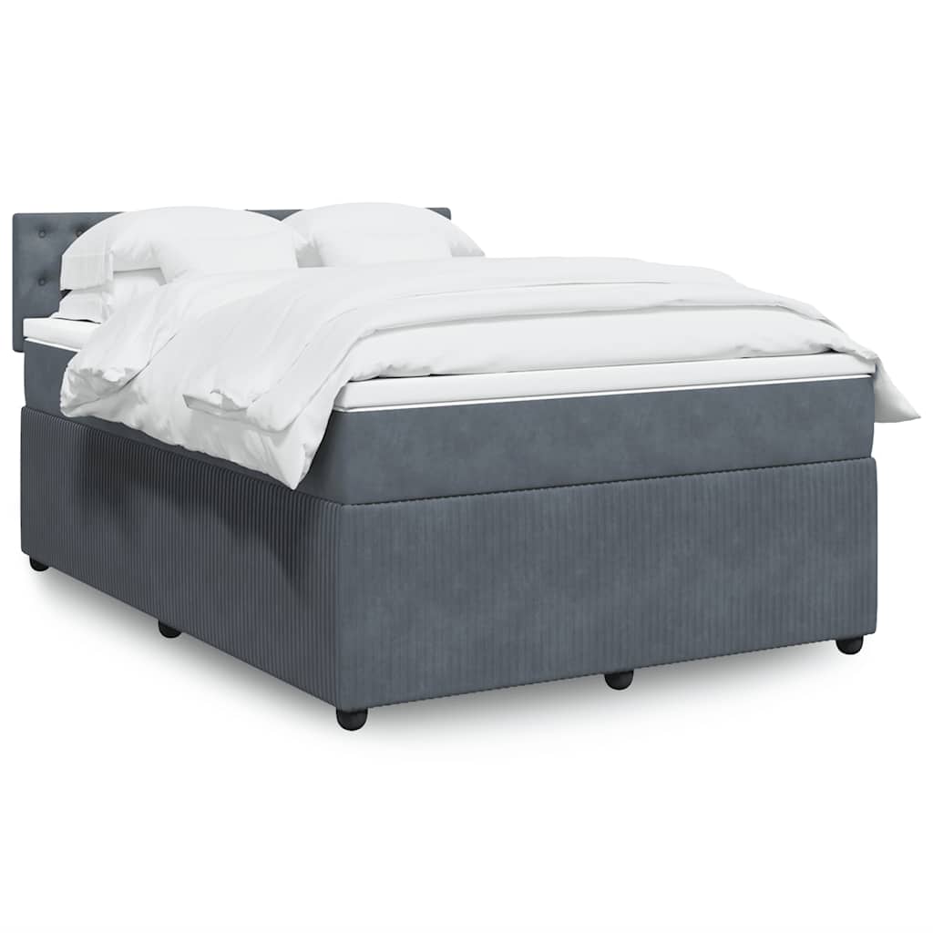 Giroletto a Molle con Materasso Grigio Scuro 160x200 cm Velluto | homemem39