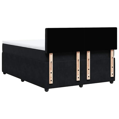 Giroletto a Molle con Materasso Nero 160x200 cm in Velluto