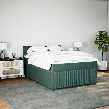 Giroletto a Molle con Materasso Verde Scuro 160x200 cm Velluto - homemem39