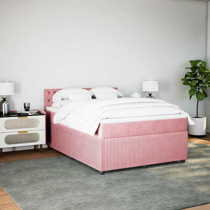 Giroletto a Molle con Materasso Rosa 160x200 cm in Velluto