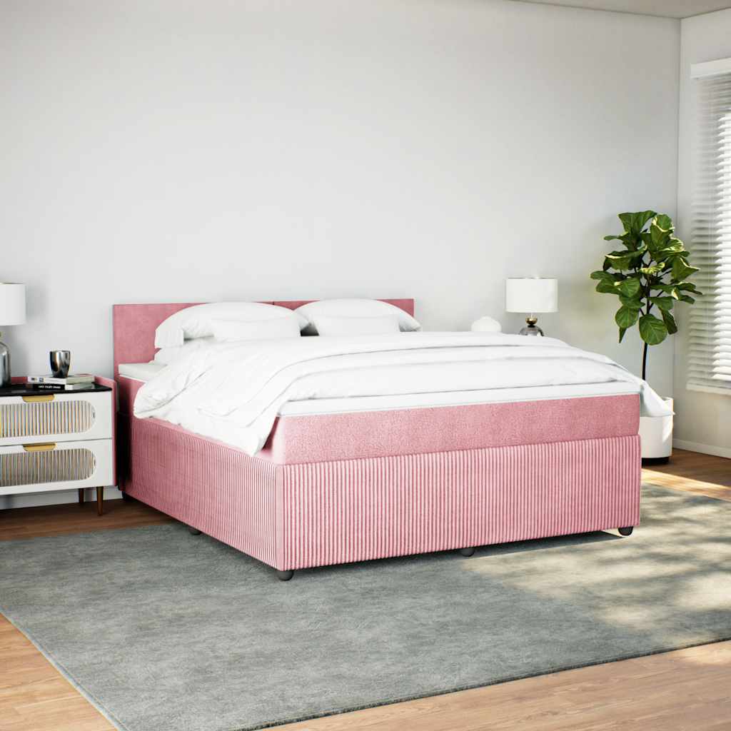 Giroletto a Molle con Materasso Rosa 180x200 cm in Velluto | homemem39