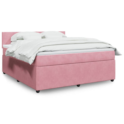 Giroletto a Molle con Materasso Rosa 180x200 cm in Velluto | homemem39