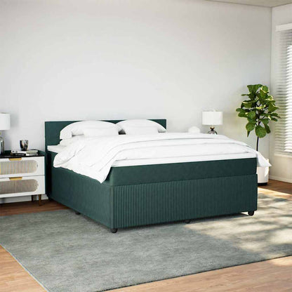 Giroletto a Molle con Materasso Verde Scuro 180x200 cm Velluto - homemem39