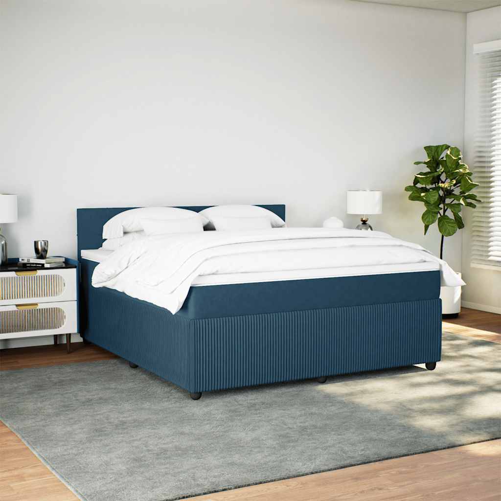 Giroletto a Molle con Materasso Blu 180x200 cm in Velluto | homemem39