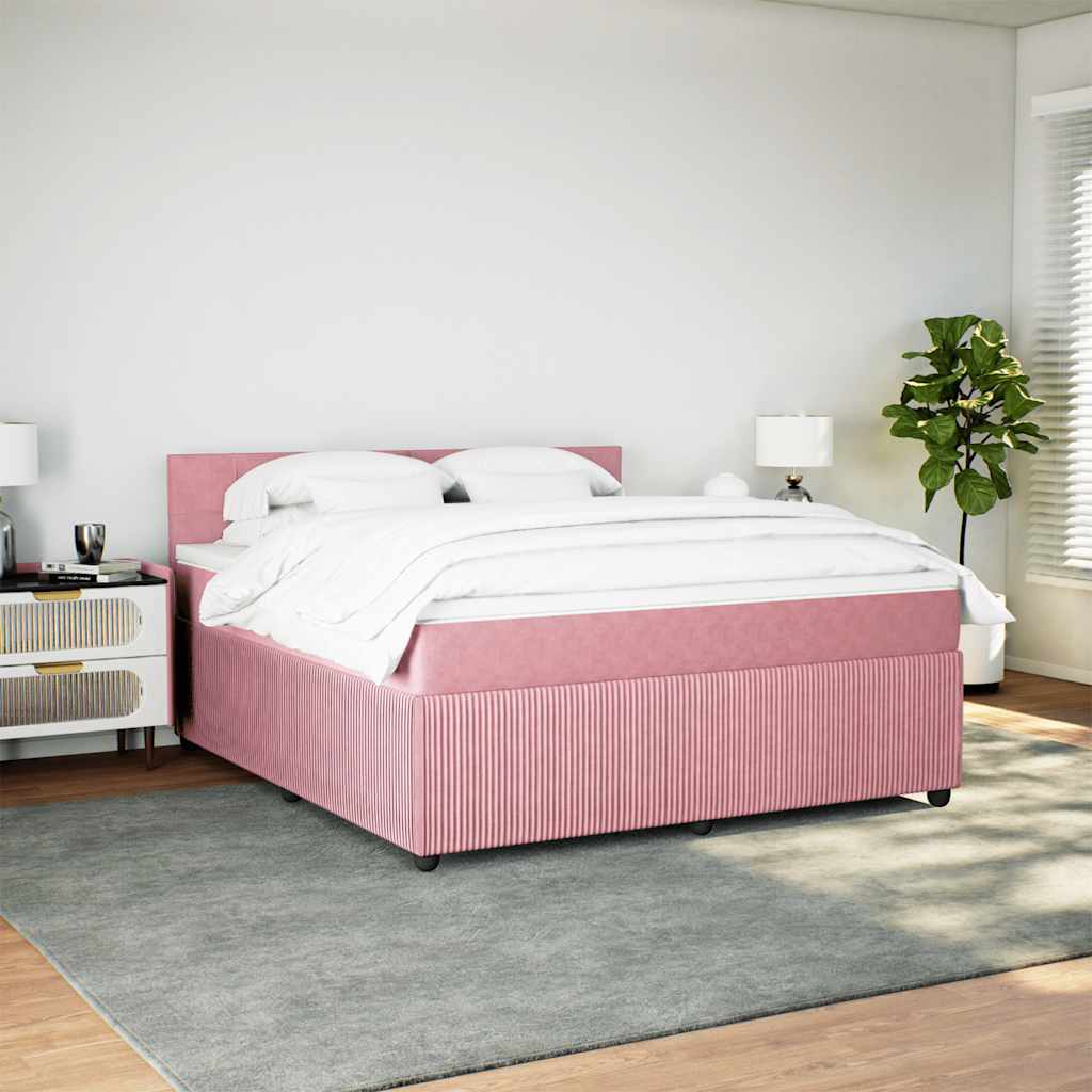 Giroletto a Molle con Materasso Rosa 180x200 cm in Velluto