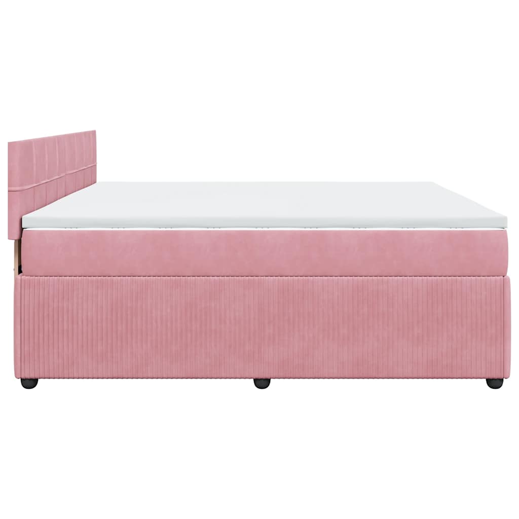Giroletto a Molle con Materasso Rosa 180x200 cm in Velluto